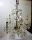 Vintage Crystal Cut Glass Chandelier 5 Arm MURANO Style Etched Glass 1920s