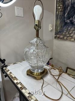 Vintage Crystal Cut Glass Silver Table Lamp Heavy Absolutely Gorgeous