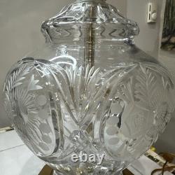 Vintage Crystal Cut Glass Silver Table Lamp Heavy Absolutely Gorgeous
