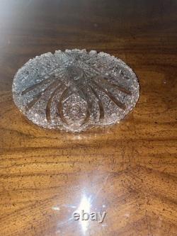 Vintage Crystal/Glass Serving Platter/Dish Round, Clear-Cut, 14