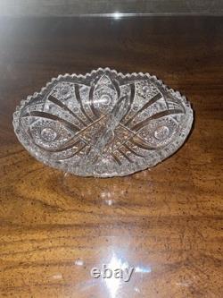 Vintage Crystal/Glass Serving Platter/Dish Round, Clear-Cut, 14