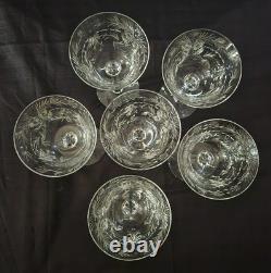 Vintage Crystal Hawkes American Brilliant Cut Wine Glasses #HAW4 Set of Six