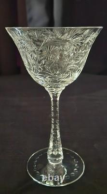 Vintage Crystal Hawkes American Brilliant Cut Wine Glasses #HAW4 Set of Six