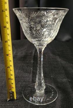 Vintage Crystal Hawkes American Brilliant Cut Wine Glasses #HAW4 Set of Six