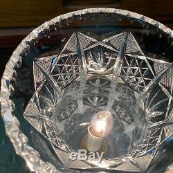 Vintage Crystal Tulip Style Cut Glass Lamp With Prisms