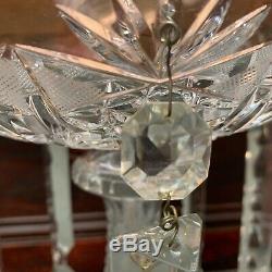 Vintage Crystal Tulip Style Cut Glass Lamp With Prisms