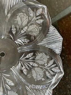 Vintage Crystal cut glass Ceiling Lamp Lighting Fixture Glass Made in Poland