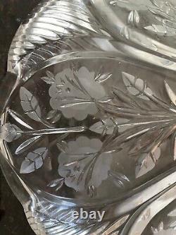 Vintage Crystal cut glass Ceiling Lamp Lighting Fixture Glass Made in Poland
