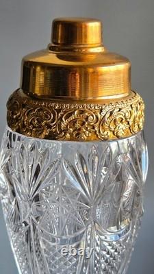 Vintage Cut Crystal Cocktail Shaker Ornate Gold Plated Lid Hollywood Regency Vintage Cut Crystal Cocktail Shaker Ornate Gold Plated Lid Hollywood Regency