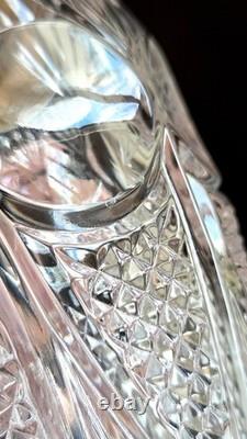 Vintage Cut Crystal Cocktail Shaker Ornate Gold Plated Lid Hollywood Regency