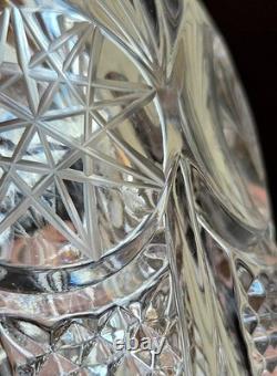 Vintage Cut Crystal Cocktail Shaker Ornate Gold Plated Lid Hollywood Regency