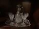 Vintage Cut Crystal Decanter Set with Tray & 4 Glasses Bohemian Barware