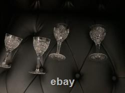 Vintage Cut Crystal Decanter Set with Tray & 4 Glasses Bohemian Barware