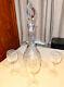 Vintage Cut Crystal Decantur With 3 Dessert Wine Cordial After Dinner Glasses