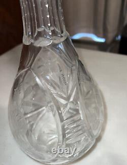 Vintage Cut Crystal Decantur With 3 Dessert Wine Cordial After Dinner Glasses