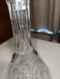 Vintage Cut Crystal Decantur With 3 Dessert Wine Cordial After Dinner Glasses