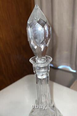 Vintage Cut Crystal Decantur With 3 Dessert Wine Cordial After Dinner Glasses