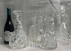 Vintage Cut Crystal Etched Decanter 4 Piece Set