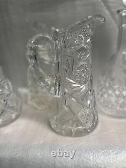 Vintage Cut Crystal Etched Decanter 4 Piece Set