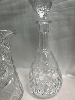 Vintage Cut Crystal Etched Decanter 4 Piece Set