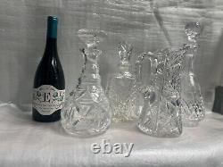 Vintage Cut Crystal Etched Decanter 4 Piece Set