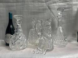 Vintage Cut Crystal Etched Decanter 4 Piece Set
