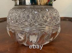 Vintage Cut Crystal Glass Biscuit Jar Silverplated Lid RF & Co L Rose Knob