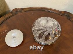 Vintage Cut Crystal Glass Biscuit Jar Silverplated Lid RF & Co L Rose Knob