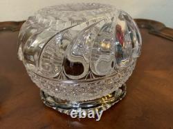 Vintage Cut Crystal Glass Biscuit Jar Silverplated Lid RF & Co L Rose Knob