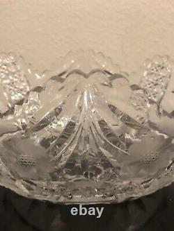 Vintage Cut Crystal Glass Bowl Saw Tooth Edge 1930's-1940's Era