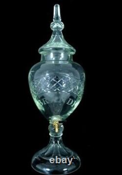 Vintage Cut Crystal Glass Brandy Liquor Dispenser Decanter, circa 1880
