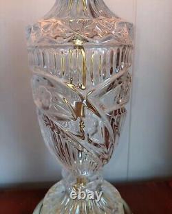 Vintage Cut Crystal Glass & Brass Table Lamp 15 Tall