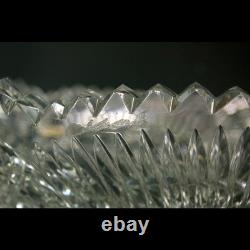 Vintage Cut Crystal Glass Centerpiece Bowl Artist Signed Heavy Elegant