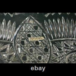 Vintage Cut Crystal Glass Centerpiece Bowl Artist Signed Heavy Elegant