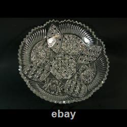 Vintage Cut Crystal Glass Centerpiece Bowl Artist Signed Heavy Elegant