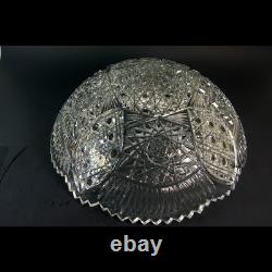 Vintage Cut Crystal Glass Centerpiece Bowl Artist Signed Heavy Elegant