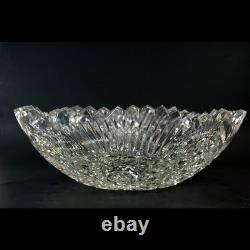 Vintage Cut Crystal Glass Centerpiece Bowl Artist Signed Heavy Elegant