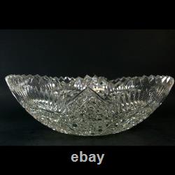 Vintage Cut Crystal Glass Centerpiece Bowl Artist Signed Heavy Elegant