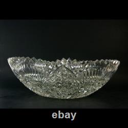 Vintage Cut Crystal Glass Centerpiece Bowl Artist Signed Heavy Elegant