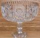 Vintage Cut Crystal Glass Compote Frosted Rose Footed Centerpiece Bowl