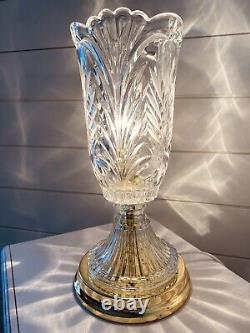 Vintage Cut Crystal Glass Gold Vase Lamp