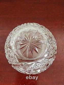 Vintage Cut Crystal Glass Jar 925 Sterling Silver Floral Lid. No Cracks Or Chips