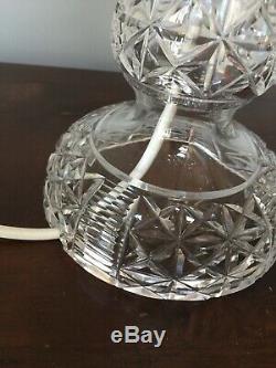 Vintage Cut Crystal Glass Lamp Base & Shade Heavy & Large