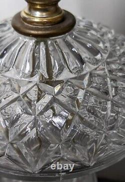 Vintage Cut Crystal Glass & Marble Stone Table Lamp Hollywood Regency MCM Ornate