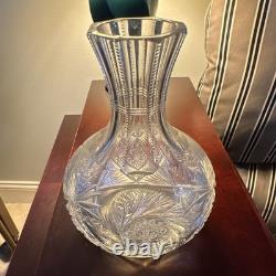 Vintage Cut Crystal Glass Starburst Pattern Vase 8 x 6 1/2
