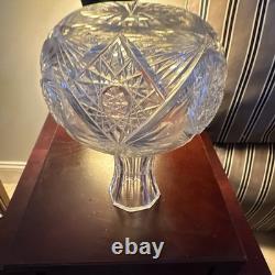 Vintage Cut Crystal Glass Starburst Pattern Vase 8 x 6 1/2