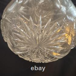 Vintage Cut Crystal Glass Starburst Pattern Vase 8 x 6 1/2
