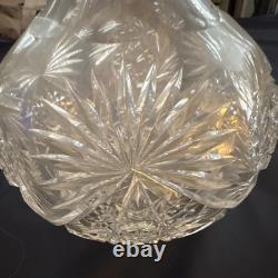 Vintage Cut Crystal Glass Starburst Pattern Vase 8 x 6 1/2