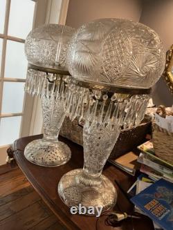 Vintage Cut Crystal Glass Table Lamps (2)