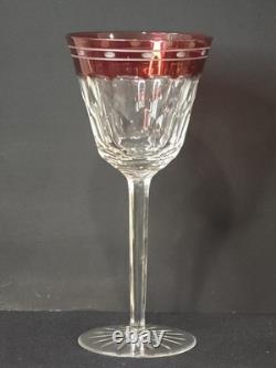 Vintage Cut Crystal Goblets Ruby Red Rim Set 4 Bohemian Style Cranberry Glass